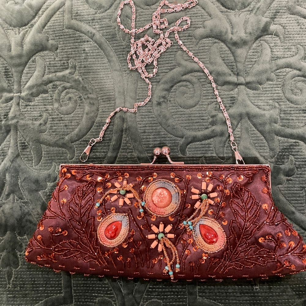 Y2K brown beaded purse